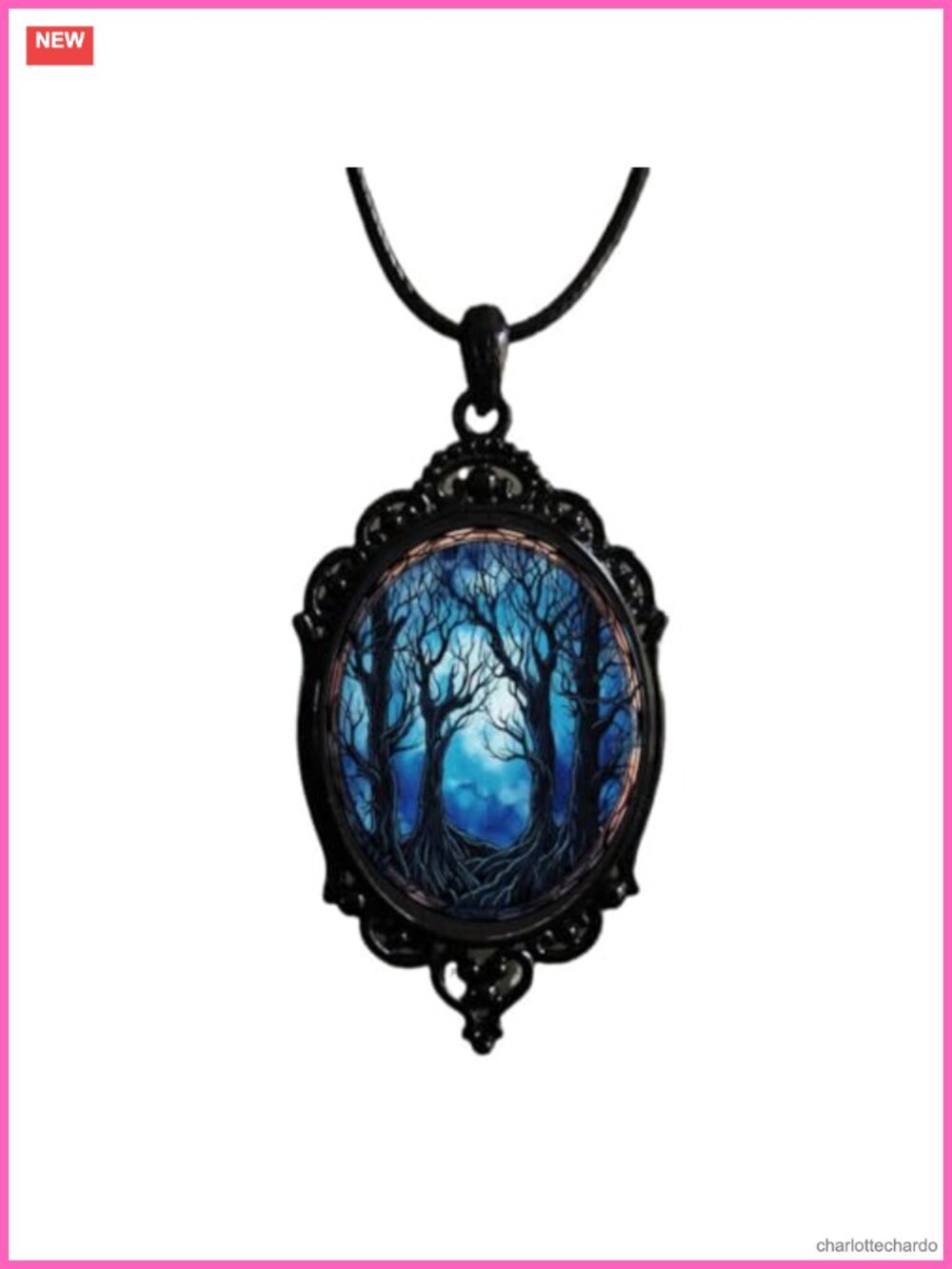 Gothic Raven Cross Bat Moon Pendant Necklace Witch Cameo Wiccan Jewelry